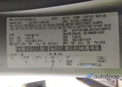 2013 Ford Fiesta Se from USA, damaged, VIN 3FADP4BJ0DM219575